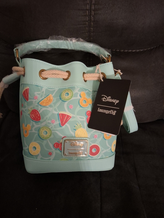 Loungefly Handbags - HARDTAG Loungefly Mickey & Minnie Fruit Pool Floats Allover Bucket Crossbody Bag